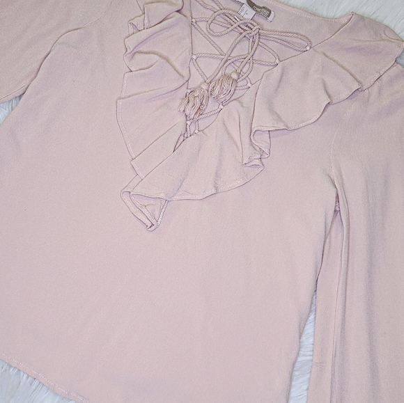 Forever 21 Dusty Rose Lace Up Long Sleeve - Picture 2 of 2